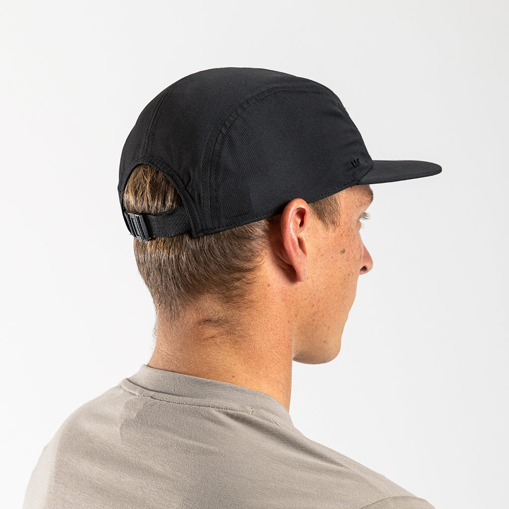 Flat Peak Strap-back Cap (Black)