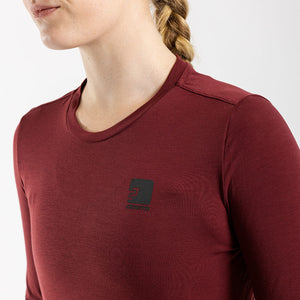 Women's Long Sleeve Merino T Shirt (Bloodstone)
