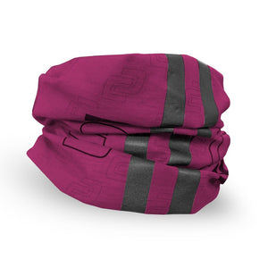 Berry coloured cycling headscarf with reflective bands