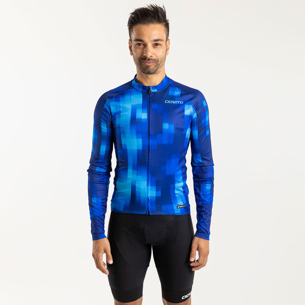 Men's Pixel Long Sleeve Sport Fit Jersey (Navy)